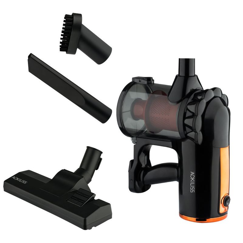 Aspirador de pó portátil potente ACKILISS para casa e carro - Alta sucção de 600 W, cabo de 2 m, coletor de pó, bico plano (voltagem dupla 220 V/110 V)_voghion.com