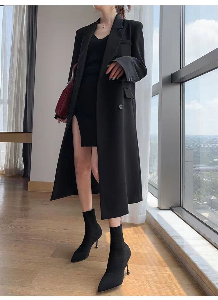 Trench di alta qualità per donna, lunghezza media, nuovo stile primavera e autunno 2025, cappotto lungo con colletto doppiopetto_voghion.com
