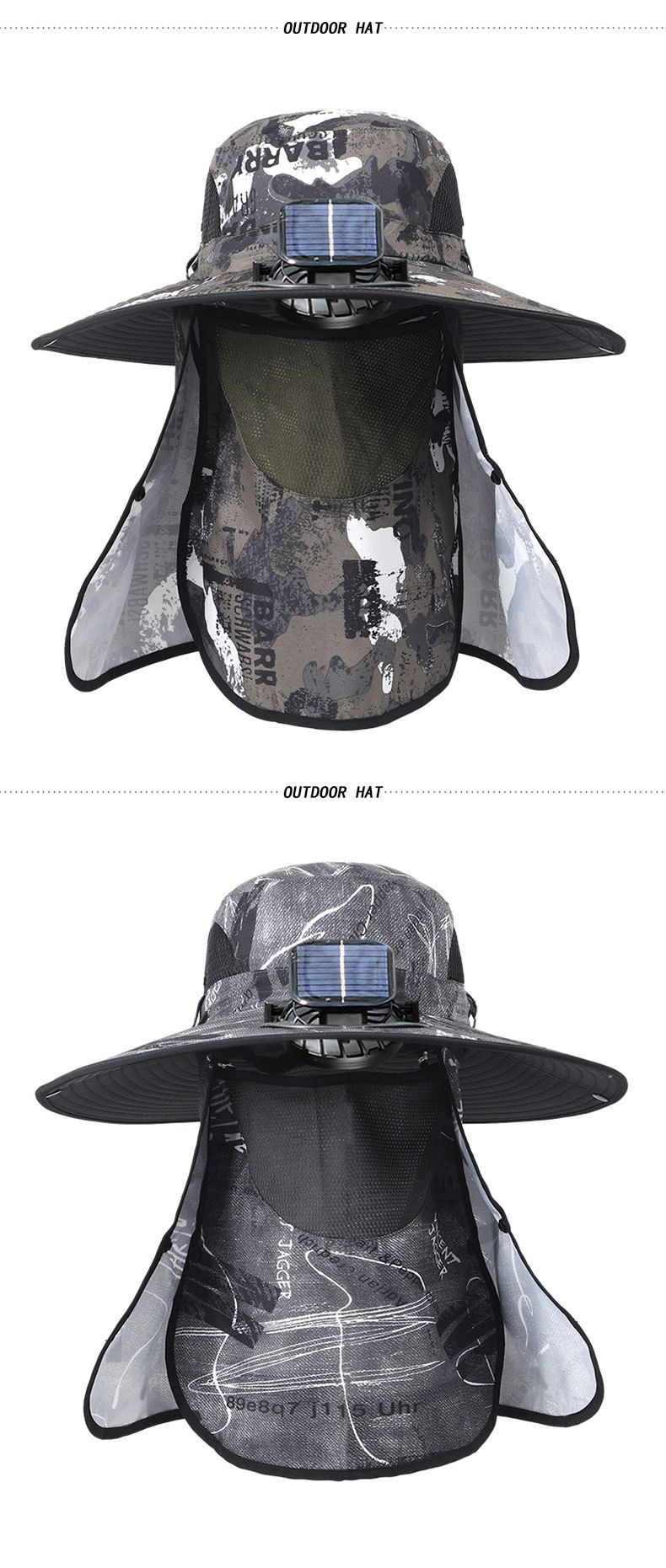 Solar-Powered Cooling Hat With Built-in Fan - Rechargeable Battery & Wide Brim Sun Protection For Men_voghion.com