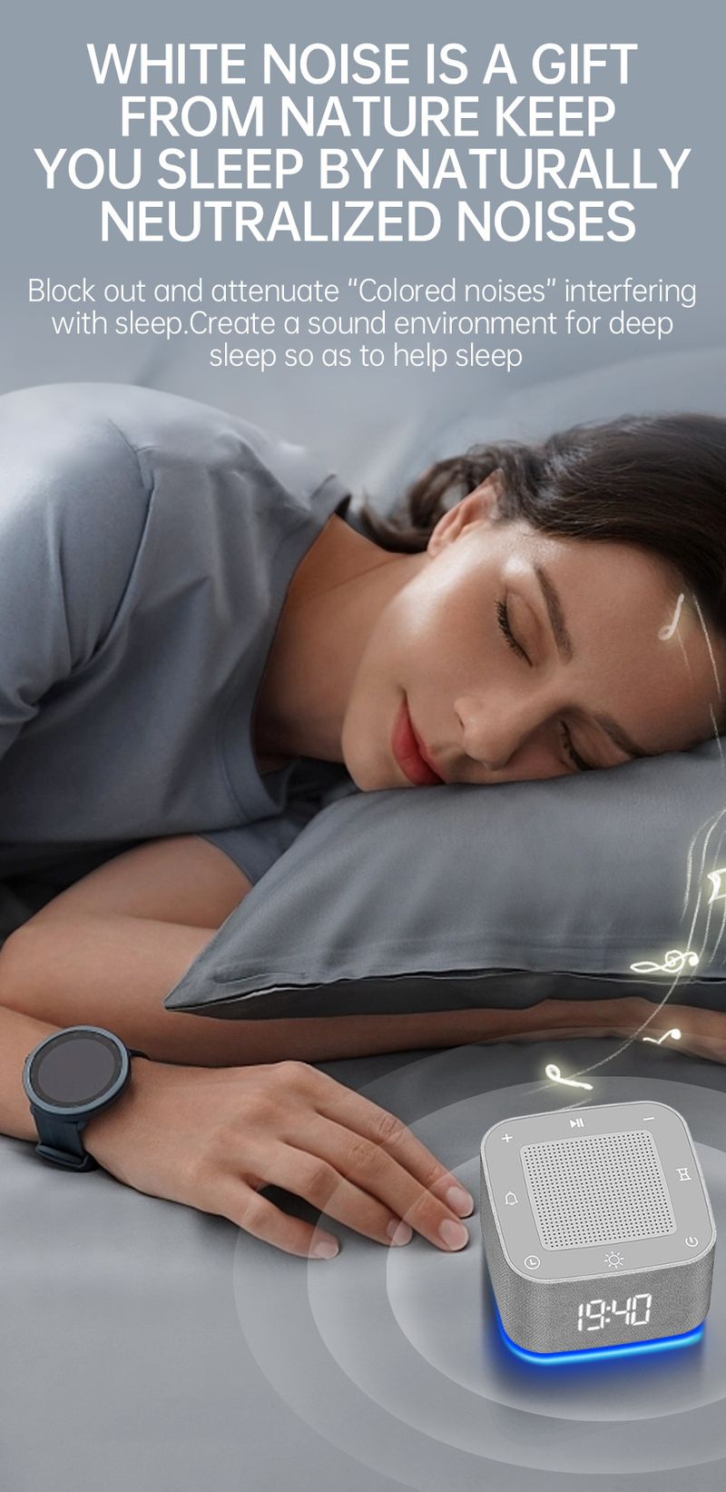 White Noise Machine For Sleeping Relaxation And Baby Soothing Bluetooth Speaker Sleep Aid Sleep Instrument Soothing Sleep Artifact_voghion.com