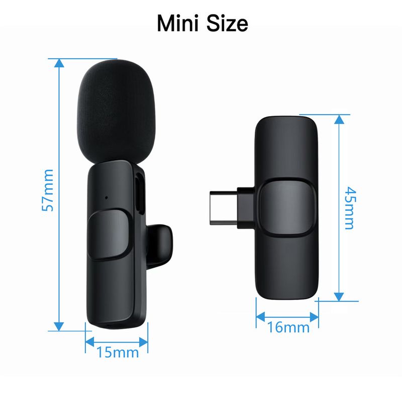 2024 Nuovo tipo C Mini Wireless Lavalier da 1 a 2 Riduzione del rumore Risvolto Mic Clip sul microfono per la registrazione video Vlog_voghion.com