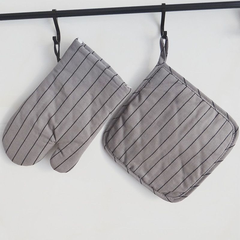 Modernes, minimalistisches Ofenhandschuh- und Topflappen-Set – hitzebeständige Küchenhandschuhe mit rutschfestem Griff, geometrische Muster (16 x 26 cm)_voghion.com