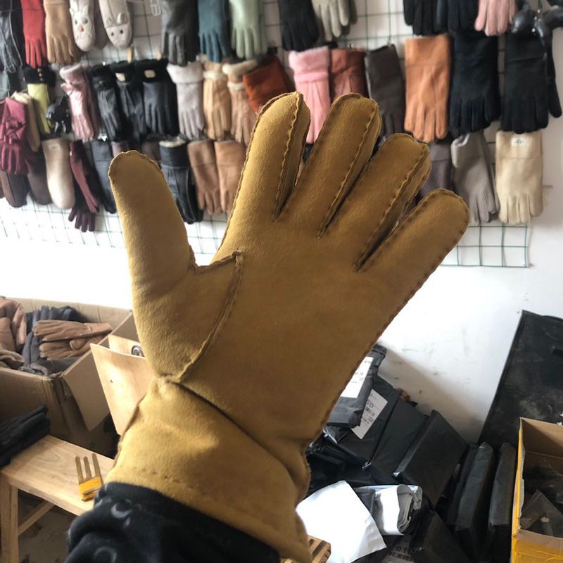Gants d'hiver en peau de mouton véritable, intégrés, pour hommes et femmes, pour l'extérieur, chauds, entièrement en cuir, faits à la main_voghion.com
