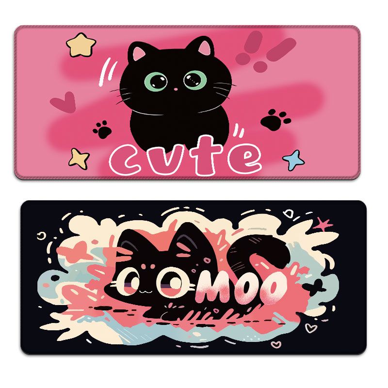 Tappetino per tastiera per laptop, super carino, di qualità imbattibile, con motivo a gatto nero rosa e ragazza dei cartoni animati, spesso, da ufficio._voghion.com