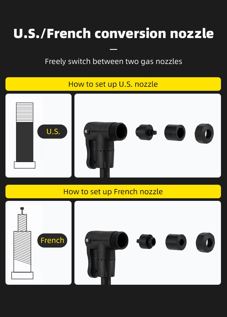 Tragbar Pedal Buedemstänn Mini Héichdrockpompel, amerikanesch franséisch Düs Universal Vëlospompel_voghion.com
