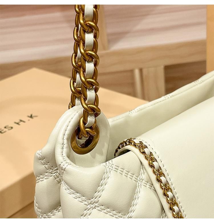 Borsa a catena in vera pelle per donna con un tocco di alta qualità, borsa a tracolla singola sottobraccio di grande capacità, nuova tendenza 2024_voghion.com