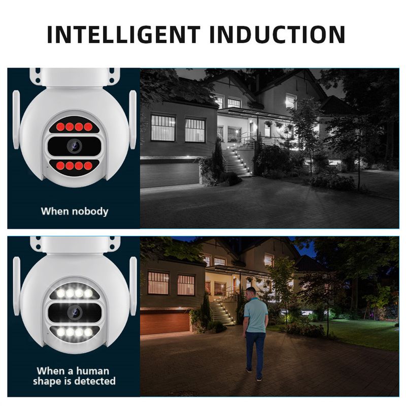 Icsee8mp bezvadu pilnkrāsu novērošanas kamera ar viedu nakts redzamības HD tīkla lodīšu mašīnu, ūdensizturīga drošība_voghion.com
