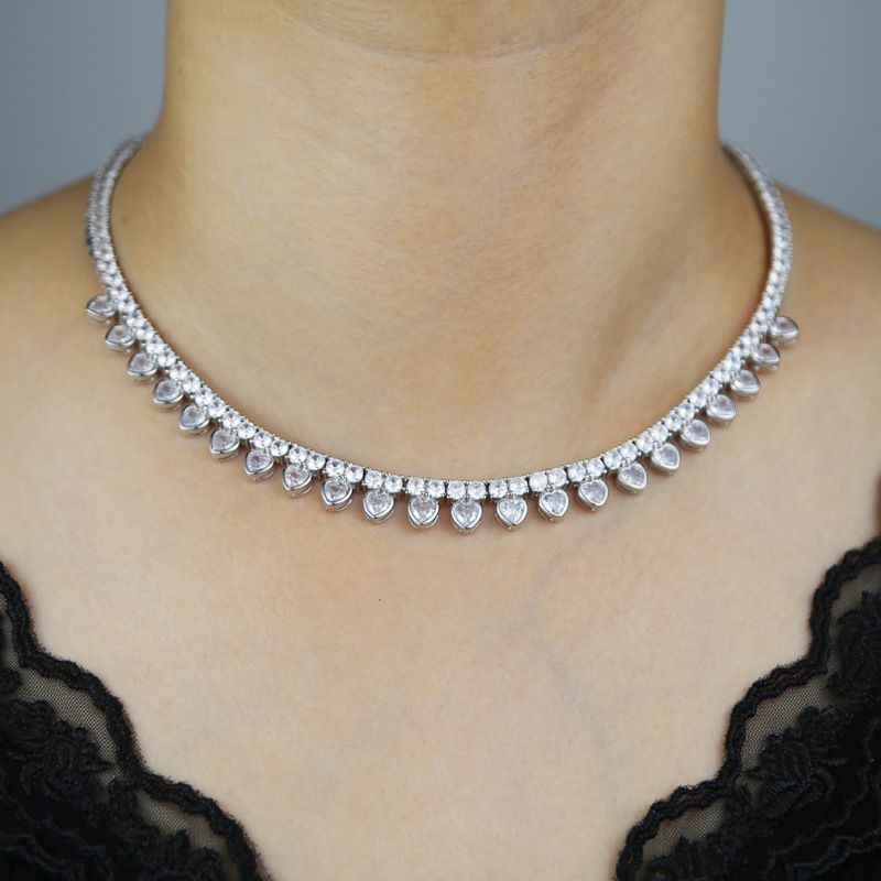 Ensemble de bijoux pour femmes, nouvelle chaîne de tennis tendance incrustée de zircons en forme de cœur, collier hip-hop pour dames_voghion.com