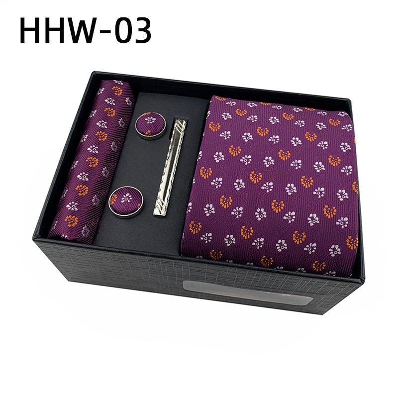 2025 Paisley Men's Square Handkerchief Cufflinks Clip Set Business Casual Tie Black Gift Box_voghion.com