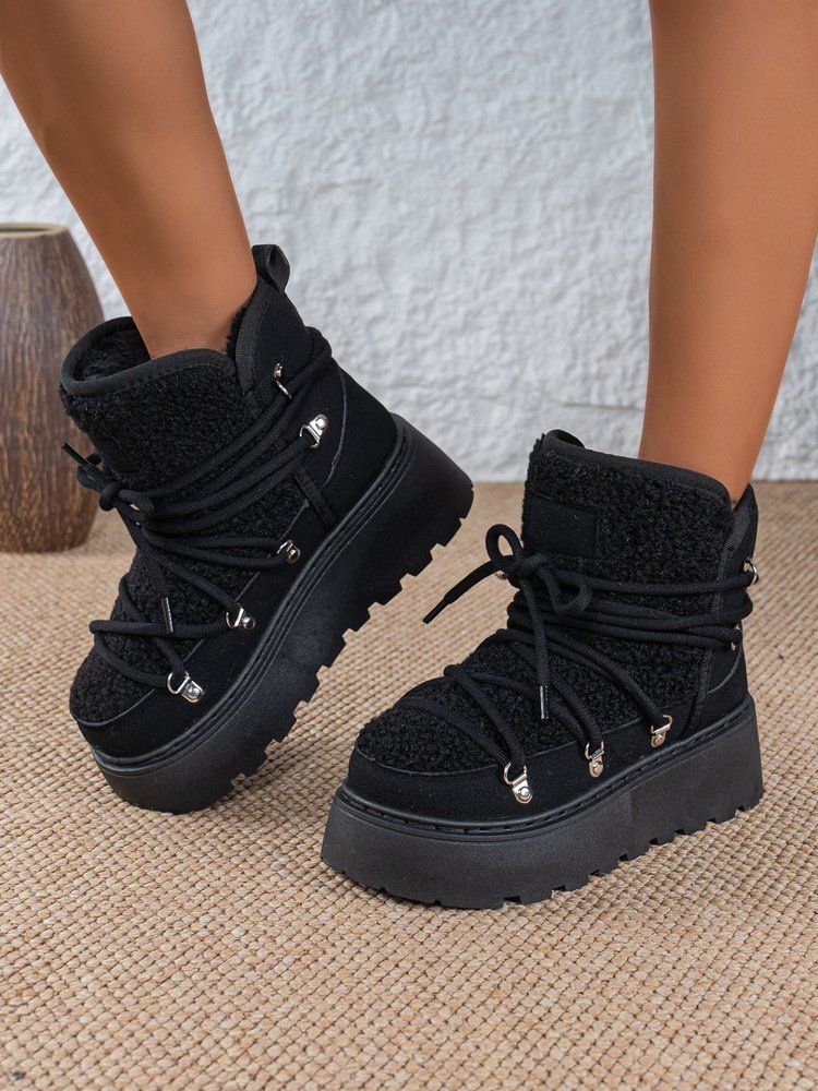 Scarpe da donna di grandi dimensioni, stivali da neve da donna, 2025, nuove scarpe invernali con suola spessa, calde e comode, in velluto spesso e cotone caldo._voghion.com