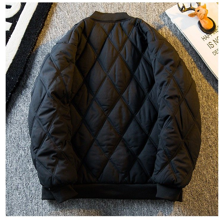 Giacca imbottita in cotone a quadri a forma di diamante per uomo invernale ispessita giacca casual da baseball in stile retrò giapponese calda giacca imbottita in cotone per uomo_voghion.com