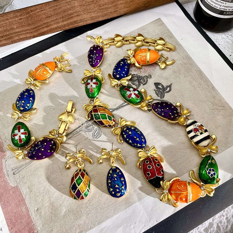 Collana con insetto colorato in stile corte francese, di alta qualità, vintage, esagerato, con catena per clavicola._voghion.com