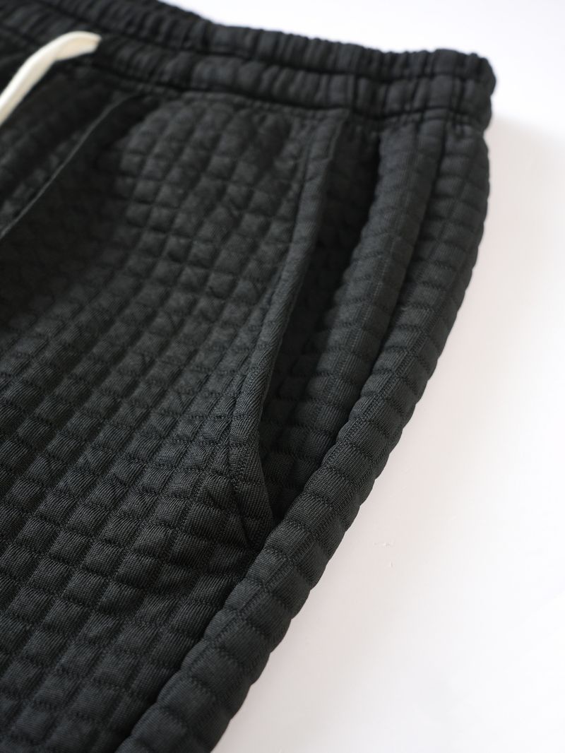 Men's Relaxed-Fit Waffle Knit Casual Pants – Elastic Waist, Breathable & Lightweight For Spring/Autumn (S-XXXL, Black/Gray)_voghion.com