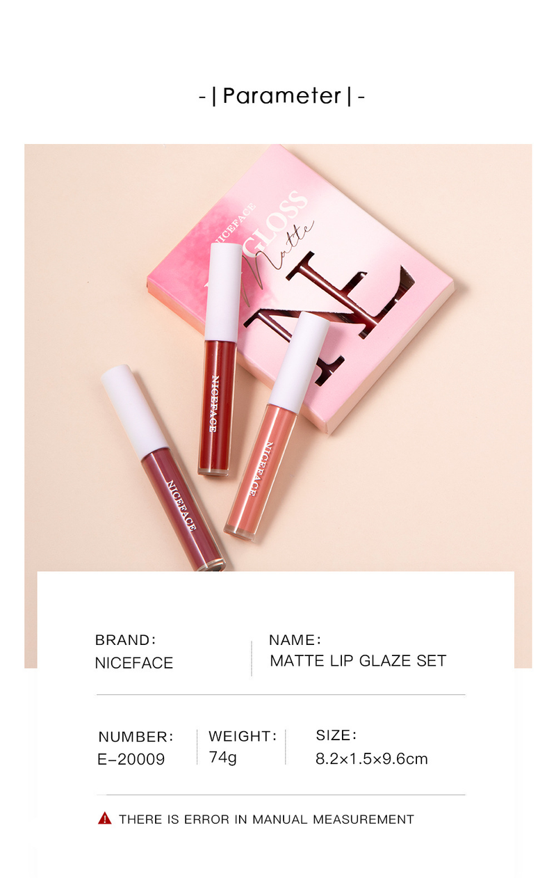 Carina Niceface – mattes, antihaftbeschichtetes Cup-Set mit Lipgloss mit verstärkender flüssiger Textur_voghion.com