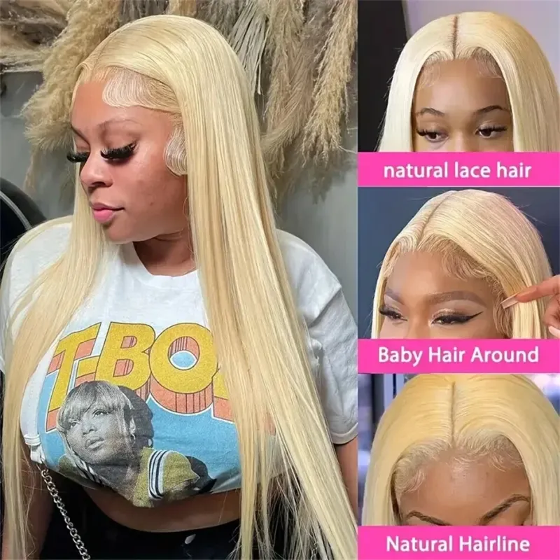 613 Lace Front Parykk med Ekte Hår HD Rett Honningblond 13x6 Lace Front Limfri Parykk Dame Cosplay_voghion.com