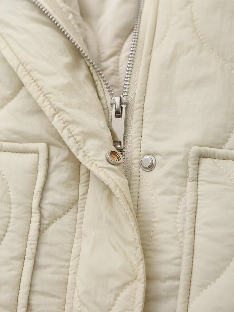 Cappotto imbottito TRAF ZR Nuovo in Capispalla Fiocco Beige Corto Parka da neve Elegante Cappotto da donna di lusso Cappotti invernali caldi da donna_voghion.com