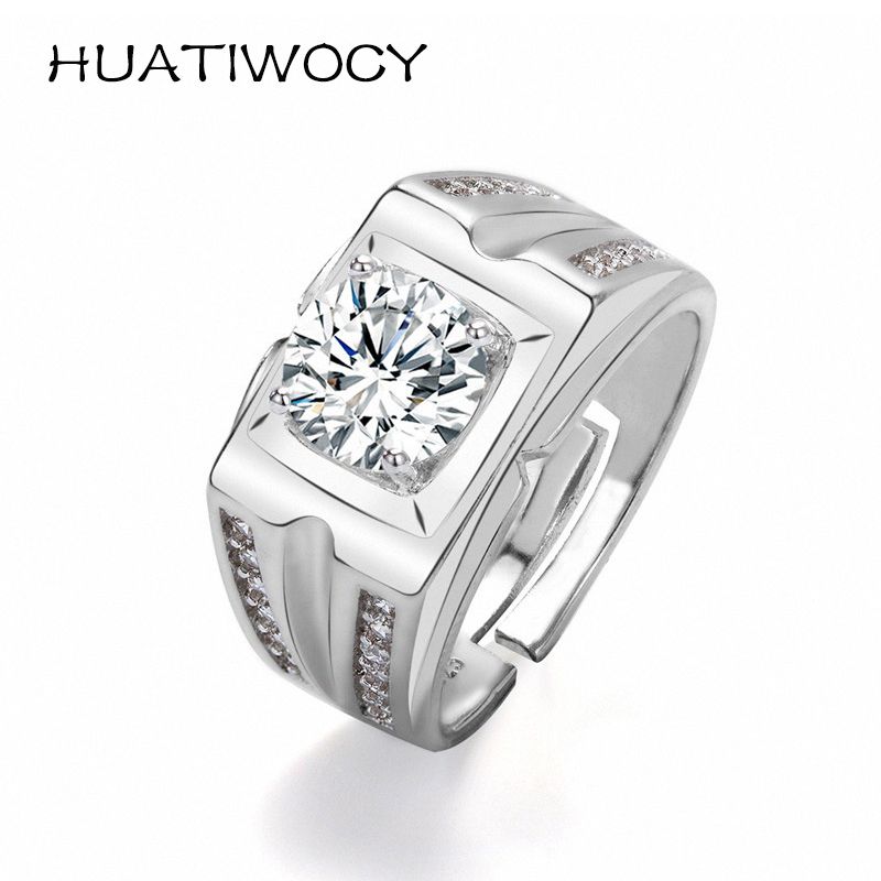 Modischer Herrenring, Silberschmuck, Zubehör mit Zirkonia-Edelstein, offene Fingerringe für Hochzeitsfeiern, Versprechensgeschenke_voghion.com