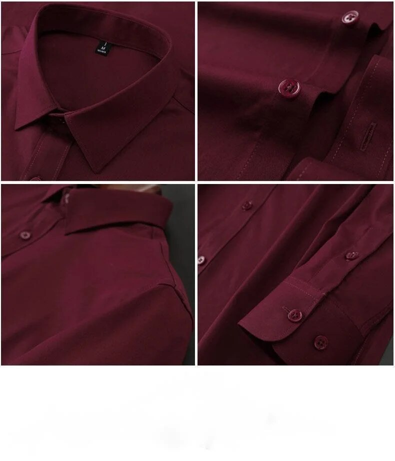 2023 New Light Luxury Long sleeved Business Casual No iron Silk Smooth High end Feel Handsome Versatile Men's Shirt_voghion.com