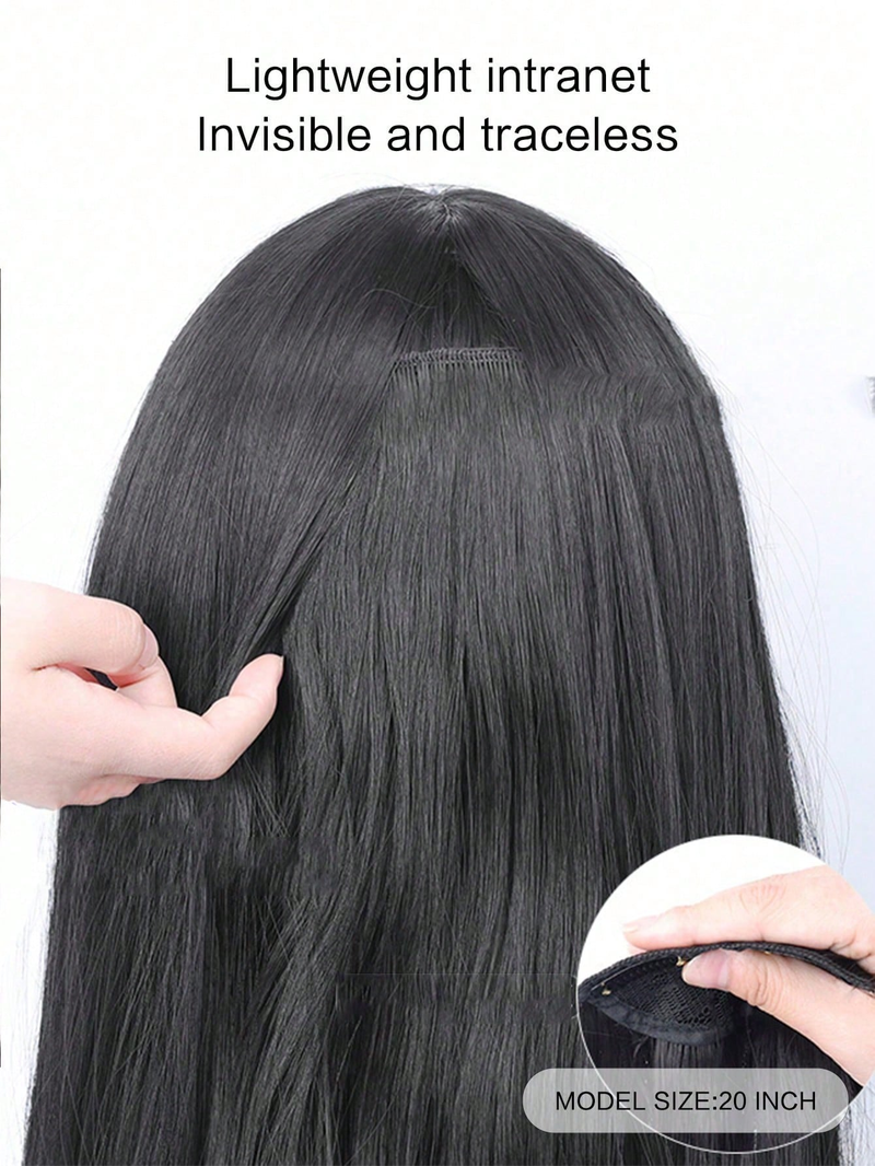 Synthetische gefälschte Haarverlängerungen, Clip-Haarteil, V-förmige halbe Perücke, natürliche gewellte Verlängerung, falsche Strähnen auf Haarnadeln für Frauen_voghion.com