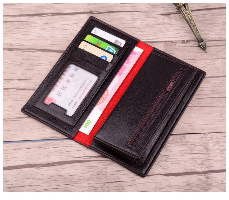 Affaires Long hommes portefeuille Vertical en cuir sac à main homme pochette portefeuilles hommes femmes argent porte-carte poche multifonction haut_voghion.com