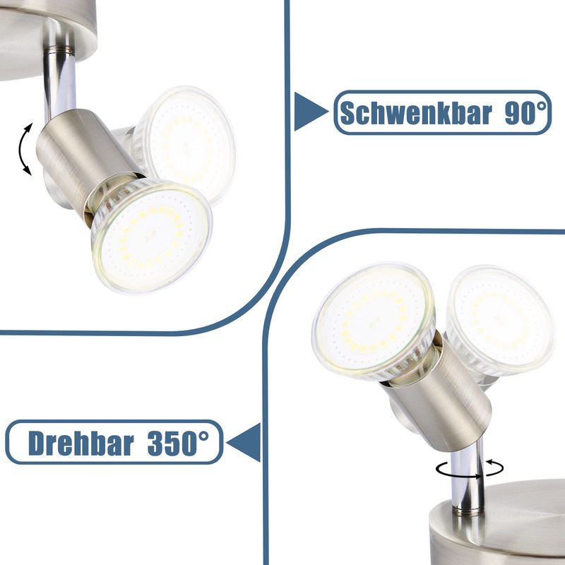 Glitzerlife LED Deckenstrahler Weiß Deckenspots - 4 Flammig Schwenkbar GU10 Metall Deckenlampe Moderne Wohnzimmerlampe Für Schlafzimmer Küche Gang Esszimmer_voghion.com