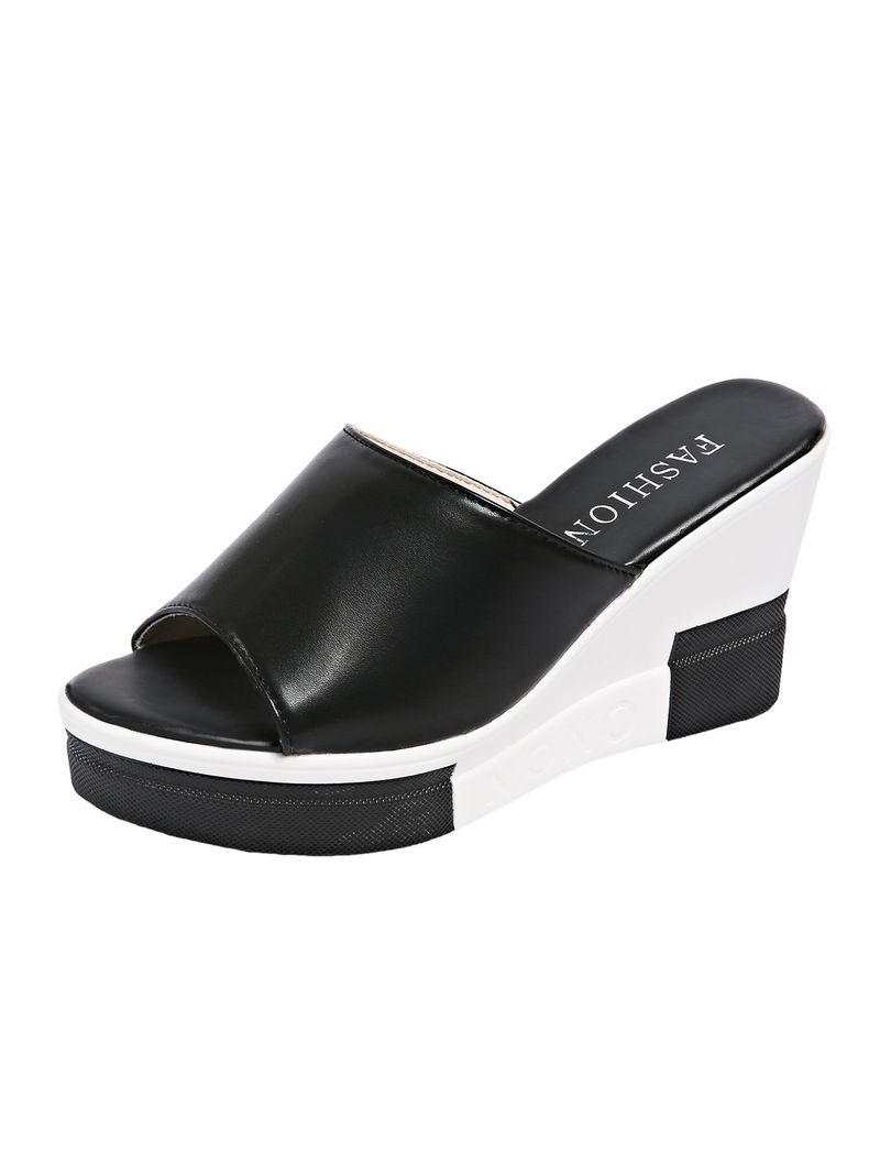 Nouvelles tongs confortables à talons hauts et semelles compensées de couleur unie_voghion.com