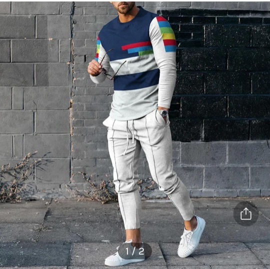 2022 New hoodie for casual round neck 3D digital printing two-piece men's set_voghion.com