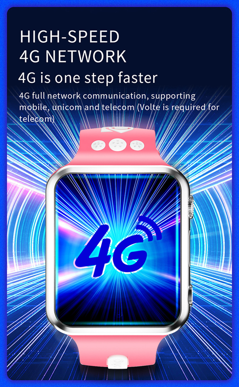 Montre connectée Android 9.0 4G W5 pour enfants, positionnement GPS, double caméra, enregistrement, Wifi, Internet, appels vidéo pour garçons et filles_voghion.com