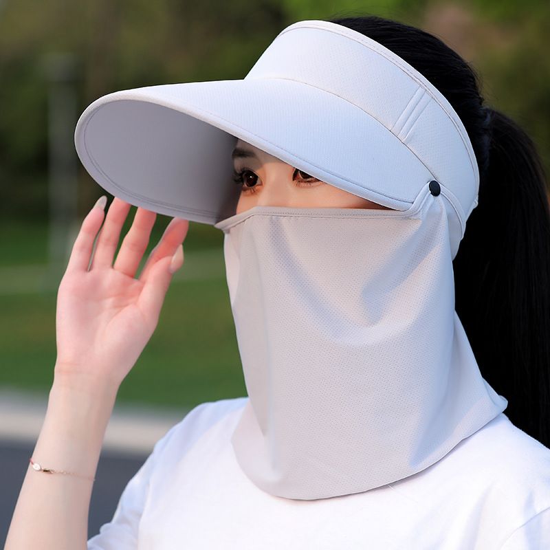 Women's Wide Brim UV Sun Hat - Cooling Fabric With Detachable Neck Cover For Cycling & Travel_voghion.com