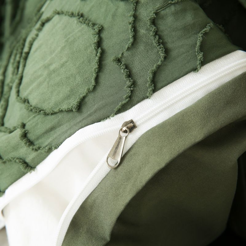 Luxuriöses Bettbezug-Set im marokkanischen Stil mit getuftetem Blumenmuster – Bettwäschekollektion aus weich gebürstetem Polyester mit geometrischem Druck in Salbeigrün_voghion.com