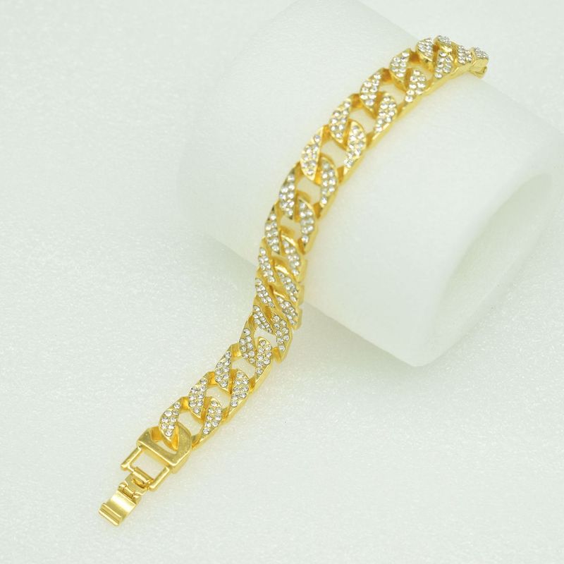 Hip Hop Nightclub Performance Bar Street Dance Full Diamond Trendy Brand Cuban Bracelet_voghion.com
