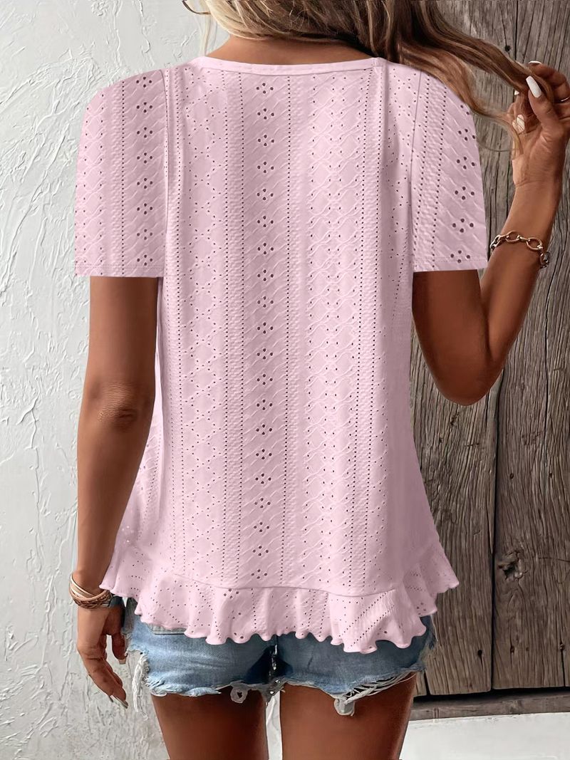 2025 Spring/Summer New Women's Fashion Casual Solid Color Short Sleeve Round Neck T-shirt_voghion.com