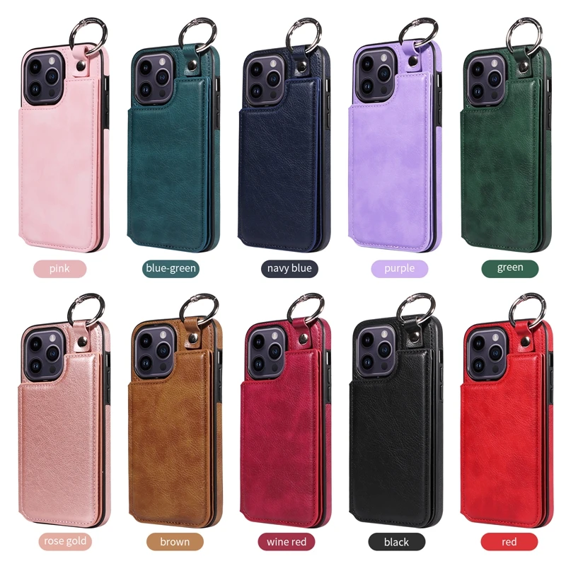 Portafoglio magnetico anti goccia anello di sollevamento custodia in pelle per iPhone 15 14 Max 13 Mini 12 Pro 11 SE 2020 X XS XR_voghion.com