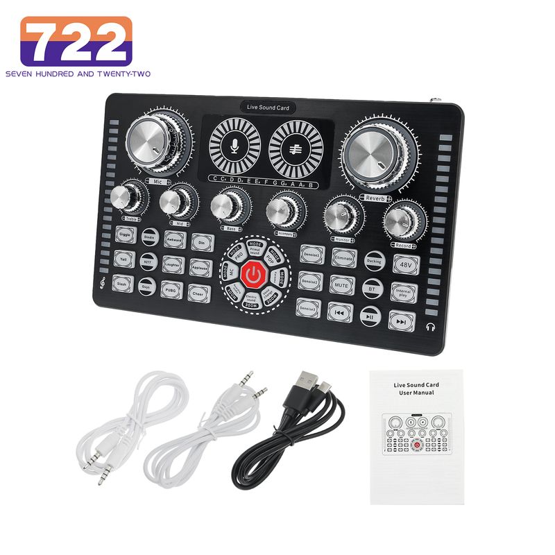 Mixer audio professionale Podcast Studio Q7 per la registrazione di streaming live, kit scheda audio per telefono e PC_voghion.com