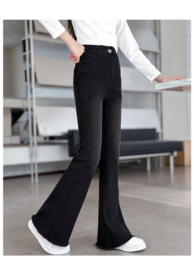 Dětské oblečení Dívčí zvonové kalhoty Nové dětské džíny s vysokým pasem Módní dívčí úzké kalhoty Trendy_voghion.com