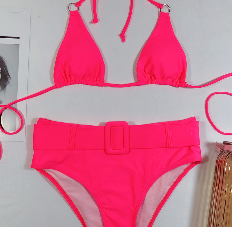 Badedragt Bikini Højtaljetrykt Halter Neck Bikini Dame Split Badedragt Badedragt_voghion.com