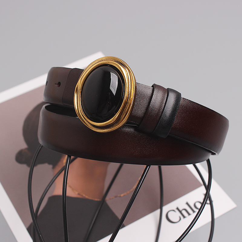 Obsidian-Gürtel Y-Familie im gleichen Stil, runde Schnalle, Gürtel aus echtem Leder, Pullover, Jacke, Anzug, Taillengürtel, zwei Schichten Rindsleder_voghion.com