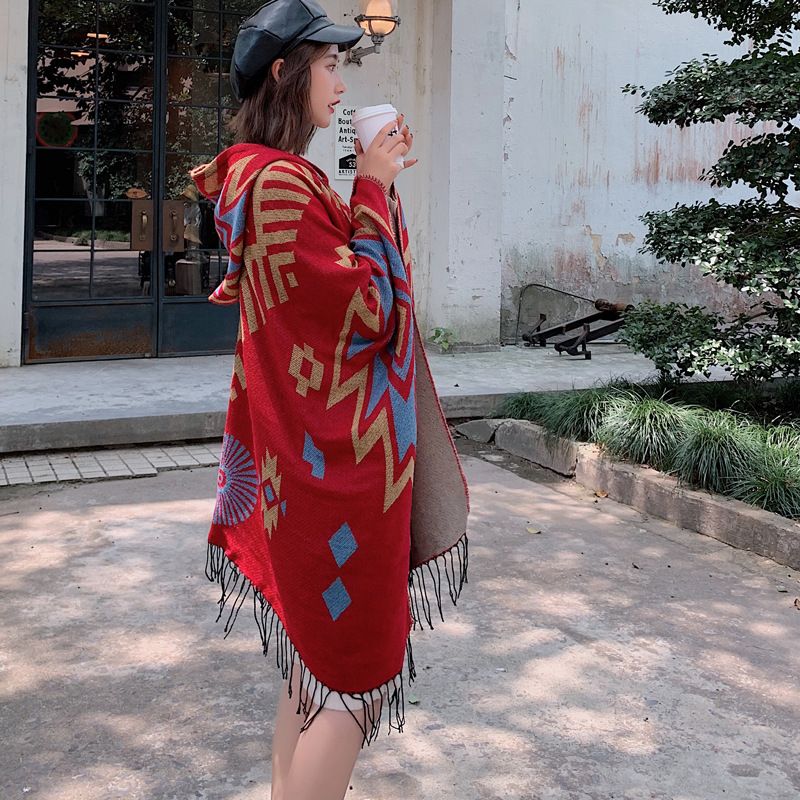 Thick warm  and winter women's new ethnic desert cape style blanket ins cashmere shawl_voghion.com