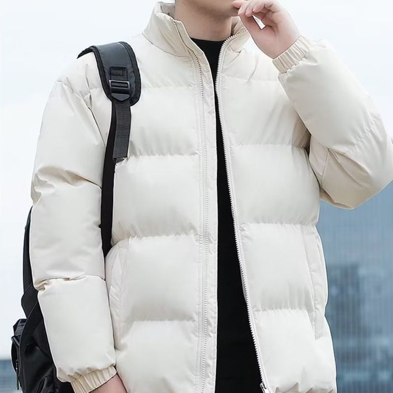 Cappotto in pile spesso con collo alto, autunno inverno, da uomo, nuovo, tinta unita, imbottito in cotone, piumino da coppia_voghion.com