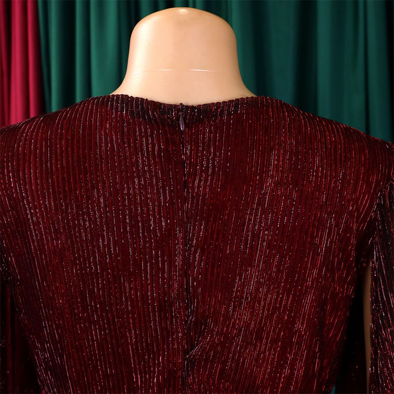 Damenbekleidung Neue V-Ausschnitt Temperament Langarm Cape Taille Kleid Rock_voghion.com