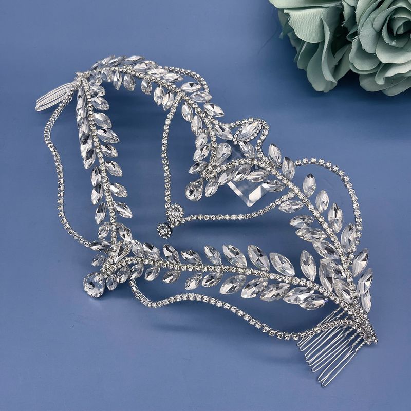 Elegante pettine per capelli da sposa con design a due punte, copricapo fatto a mano con strass di cristallo per donna, perfetto per matrimoni e occasioni speciali_voghion.com
