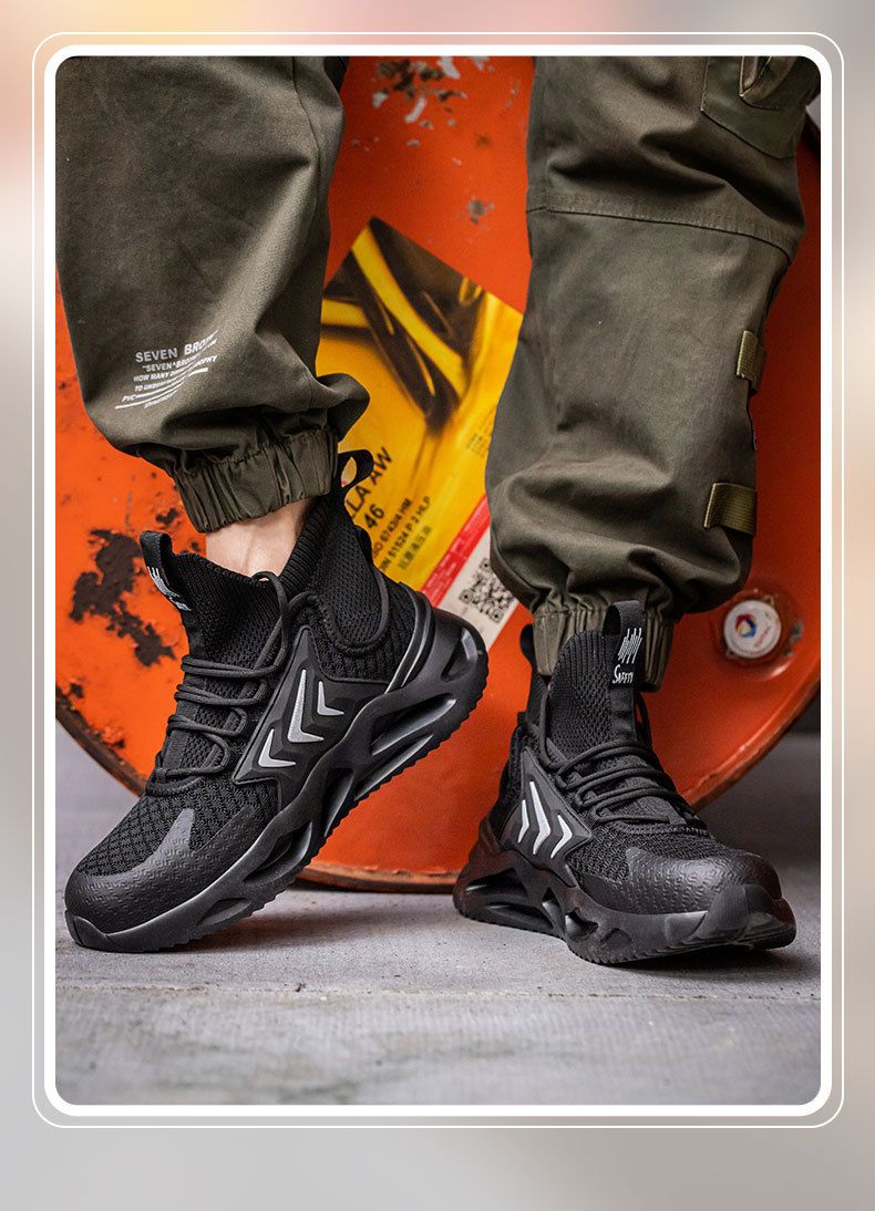 Chaussures de travail légères, résistantes aux chocs et aux perforations, avec embouts en acier et tissu respirant._voghion.com