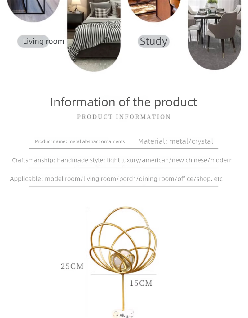 Leichte Luxus-Metall-Haus Wohnzimmer Eingang TV Weinschrank Dekorationen Büro Desktop Nordic Craft Ornamente_voghion.com
