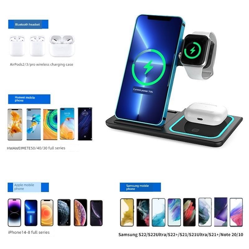Night Light Three-in-One Wireless Charger S Magnetic Suction Sensor Fast Charge For Iphone 15 Mobile Phone AirPod_voghion.com