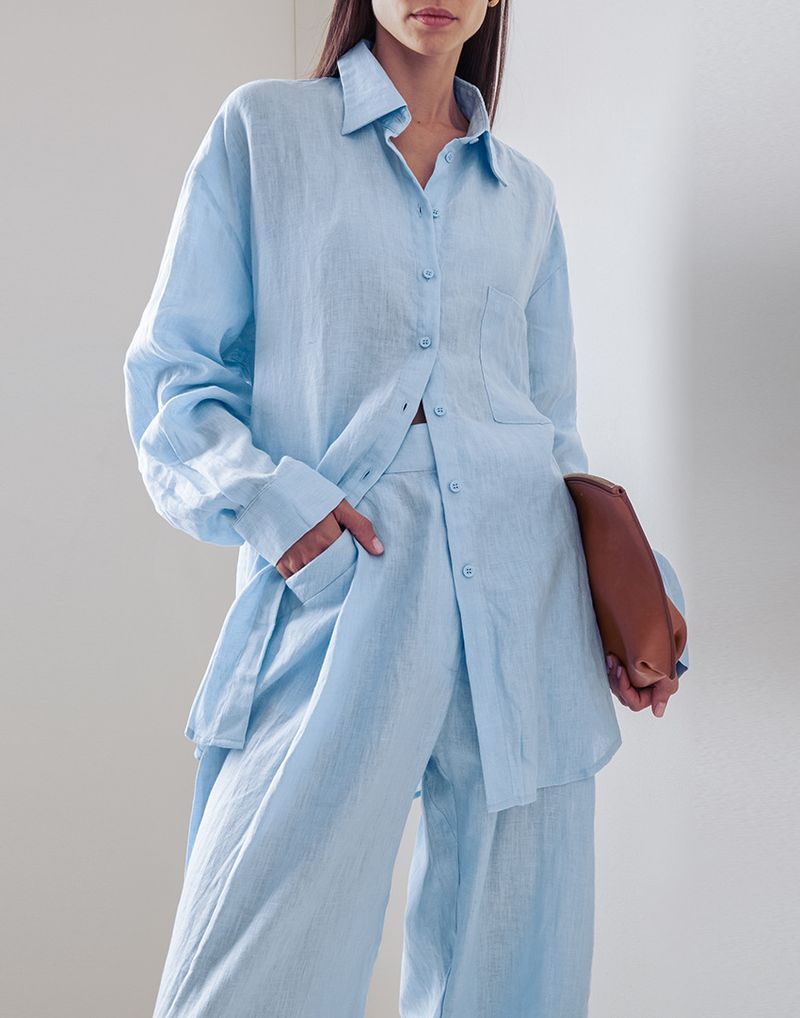 Abbigliamento da donna, abiti larghi in cotone e lino, semplici camicie a maniche lunghe e pantaloni, due pezzi casual_voghion.com