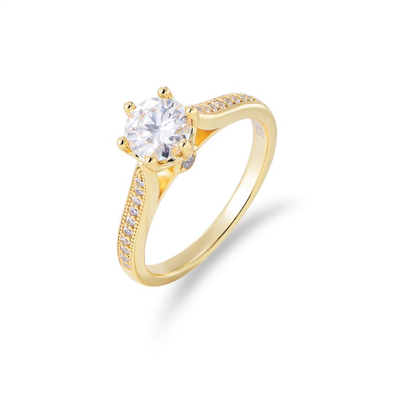 Gioielli da donna Anello classico con sei griffe di diamanti Anello in argento sterling S925 Regalo di compleanno Anello di nozze Gioielli di moda semplici e di lusso leggeri_voghion.com