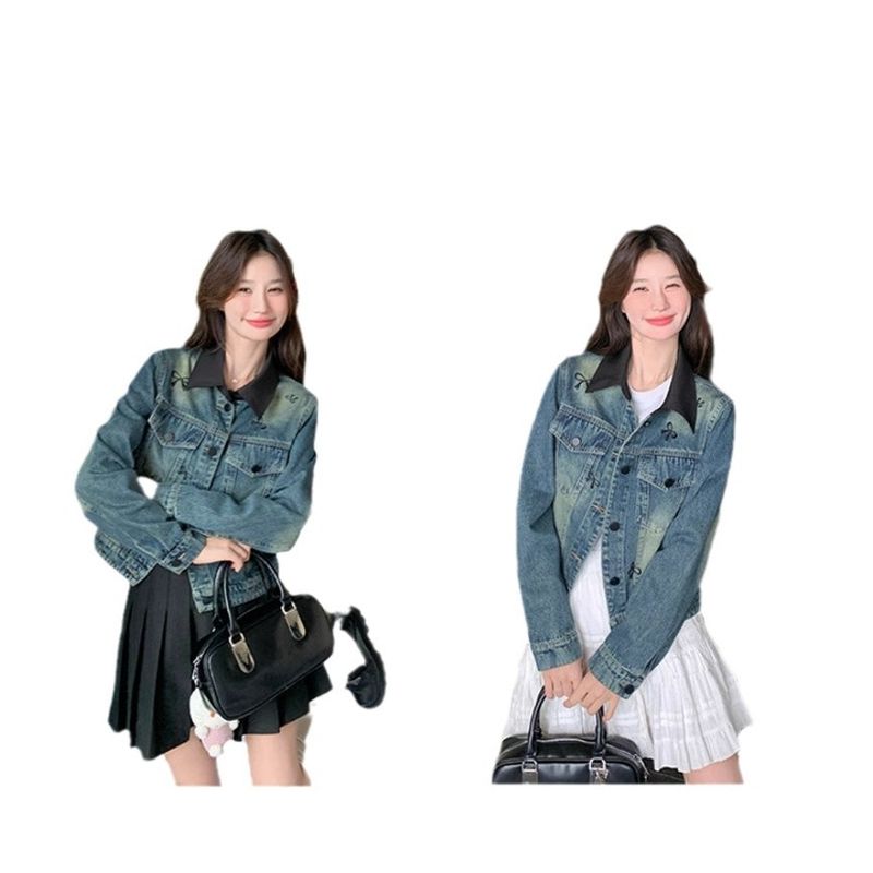Koreanische bestickte Cowboyjacke für Damen, neuer Stil für Frühling und Herbst, süßes Design, Jacke, trendiges Oberteil_voghion.com