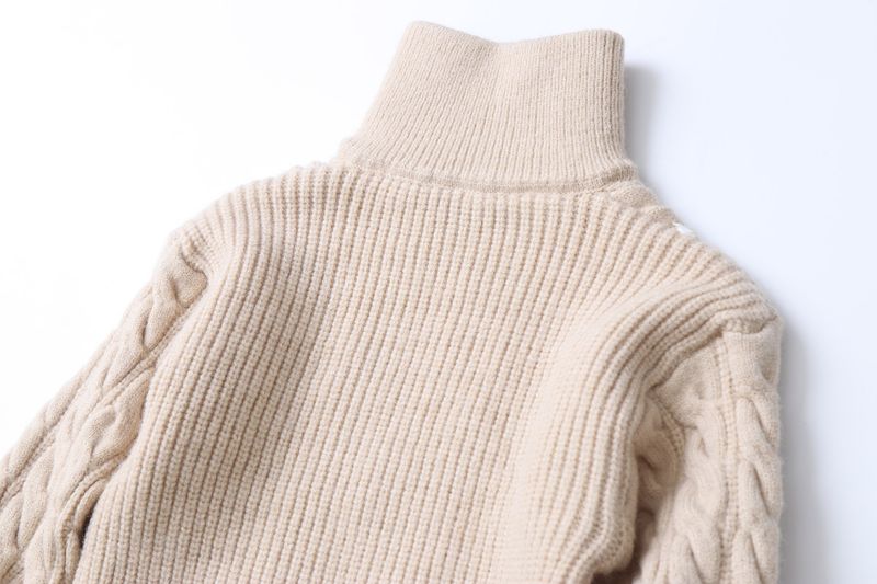 Suéter de cuello alto de lana de cordero para madres e hijos: jersey de punto grueso para niños grandes (8 años o más), ropa de invierno suave y cálida (varios colores y tallas)_voghion.com