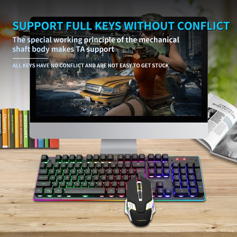 Yunguoguo Km99 Office Gaming i bezprzewodowa klawiatura z podświetleniem do ładowania dla graczy Myszka_voghion.com