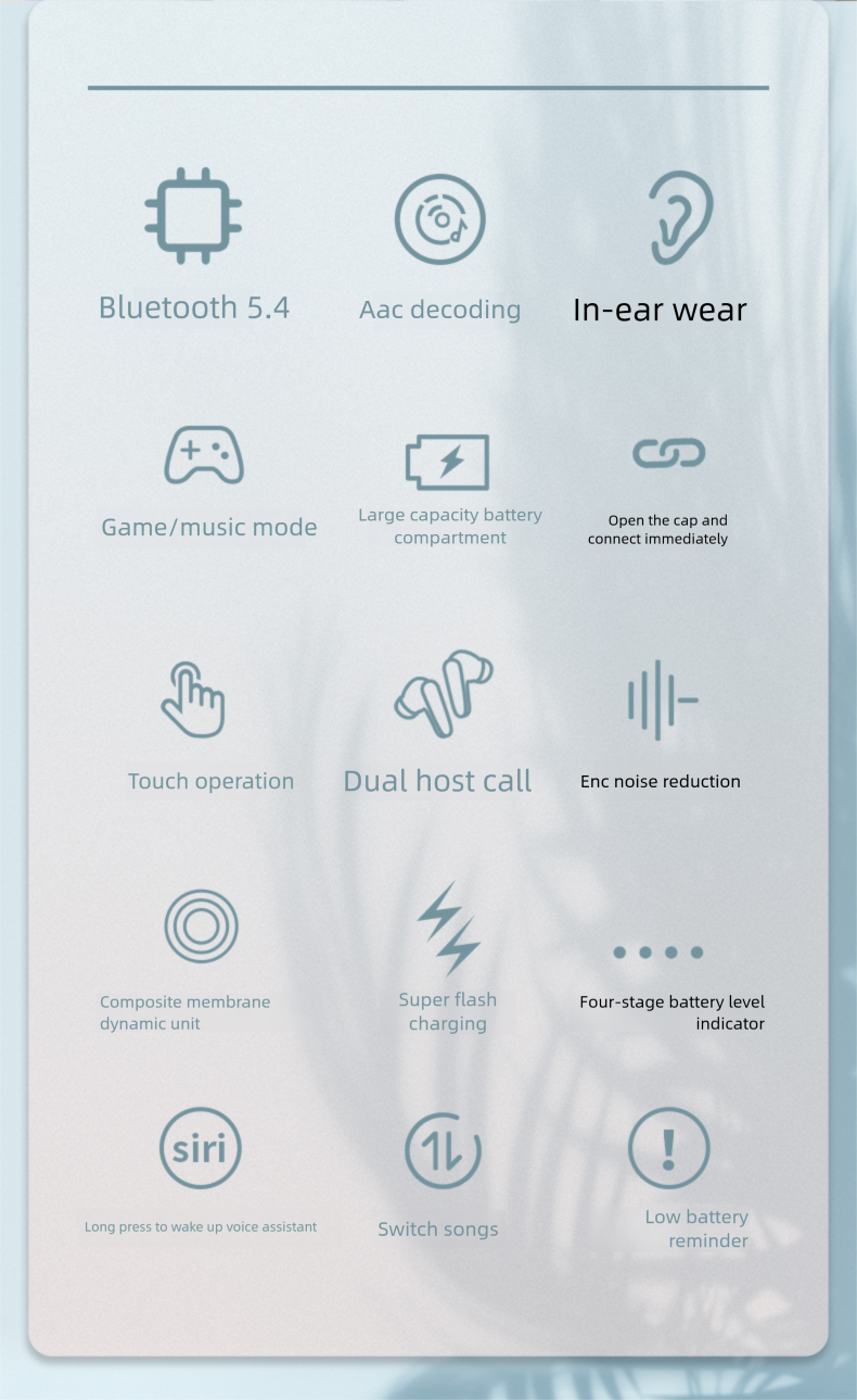 Sibyl True Wireless Bluetooth Oordopjes In-Ear Sport Hardlopen Lange Batterijduur Gaming Lage Latency Student Unisex_voghion.com